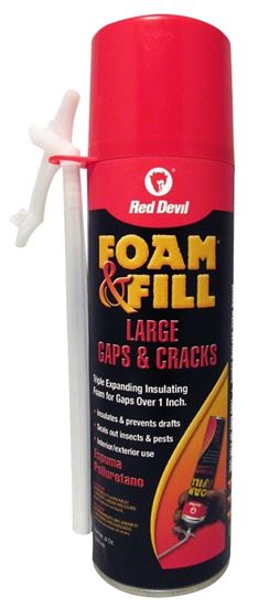 Red Devil Foam & Fill 0908 Polyurethane Sealant, Champagne, 24 hr Functional Cure, 65 to 100 deg F, 8 fl-oz Aerosol Can