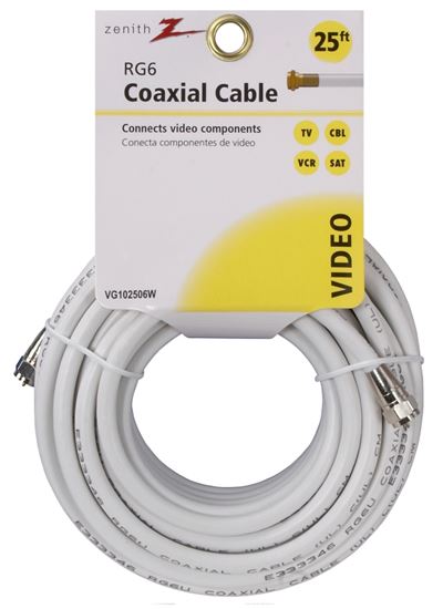 Zenith VG102506W RG6 Coaxial Cable, F-Type, F-Type