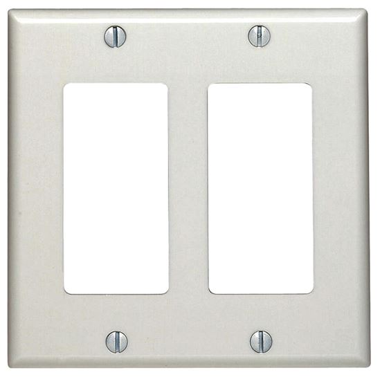 Leviton 80409-NW Wallplate, 4-1/2 in L, 4.56 in W, 2 -Gang, Nylon, White