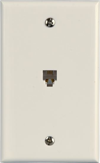 Zenith TW1001SW Telephone Wallplate, 4-1/2 in L, 2-3/4 in W, 1 -Gang, White