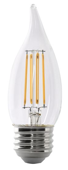 Feit Electric BPEFC60/927CA/FIL LED Bulb, Decorative, Flame Tip Lamp, 60 W Equivalent, E26 Lamp Base, Dimmable, Clear