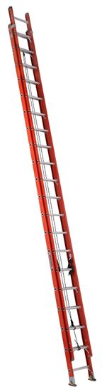 Louisville FE3240 Extension Ladder, 449 in H Reach, 300 lb, 1-1/2 in D Step, Fiberglass, Orange