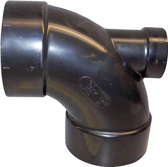 Canplas 102245BC Pipe Elbow, 3 x 2 in, Hub, 90 deg Angle, ABS, Black