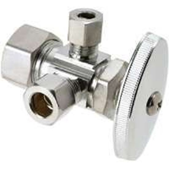 BrassCraft CR1900RX C1 Stop Valve, 1/2 x 3/8 x 1/4 in Connection, Compression, 125 psi Pressure, Brass Body