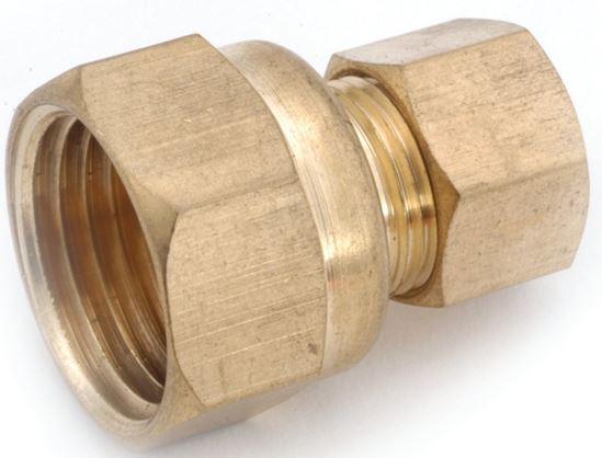 Anderson Metals 750066-0812 Tubing Coupling, 1/2 x 3/4 in, Compression x FIP, Brass, Pack of 5