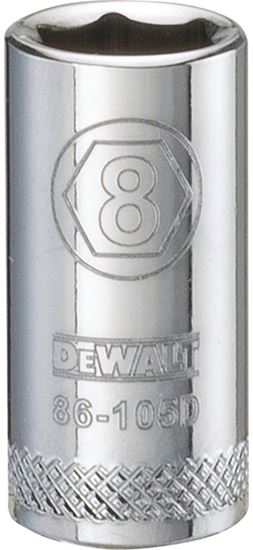 DeWALT DWMT86105OSP Hand Socket, 8 mm Socket, 1/4 in Drive, 6-Point, Vanadium Steel, Polished Chrome