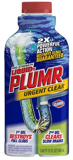 Liquid-Plumr 30548 Clog Remover, Liquid, Clear/Pale Yellow, Bleach, 17 oz Bottle