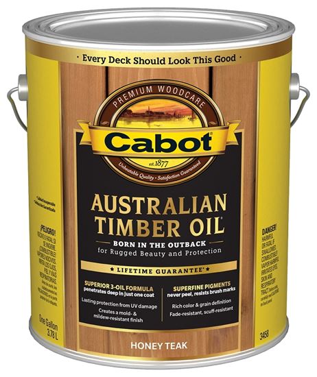 Cabot 140.0003458.007 Australian Timber Oil, Honey Teak, Liquid, 1 gal, Pack of 4