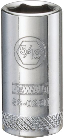 DeWALT DWMT86026OSP Hand Socket, 5/16 in Socket, 1/4 in Drive, 6-Point, Vanadium Steel, Polished Chrome