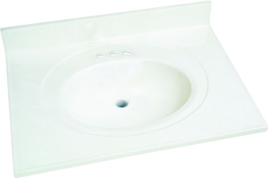 Foremost WS-2231 Vanity Top, 31 in OAL, 22 in OAW, Marble, Solid White, Oval Bowl, Countertop Edge