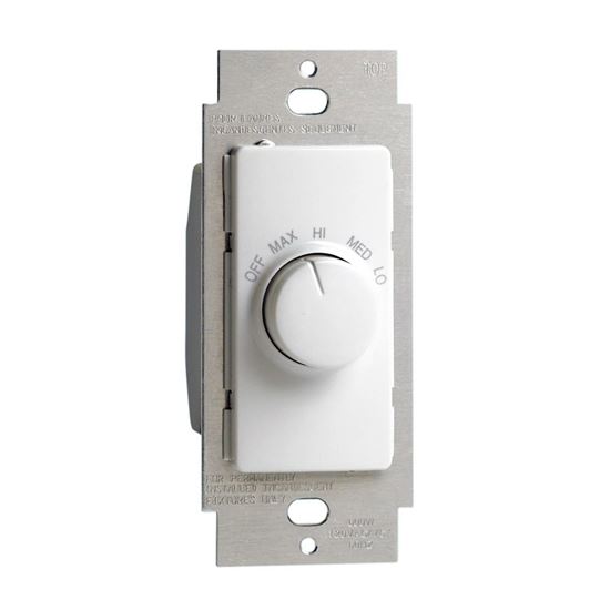 Leviton R24-RTF01-10W Fan Control Switch, 1.5 A, 120 V, Rotary Actuator, Plastic, White