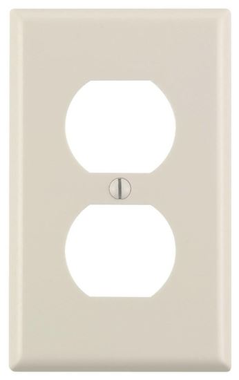 Leviton M56-78003-TMP Receptacle Wallplate, 4-1/2 in L, 2-3/4 in W, 1 -Gang, Plastic, Light Almond, Smooth