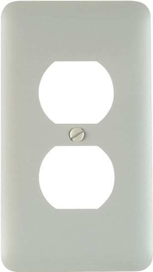 Amerelle 935DW Receptacle Wallplate, 5 in L, 2-13/16 in W, 1 -Gang, Steel, White