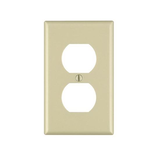 Leviton M25-86003-IMP Receptacle Wallplate, 4-1/2 in L, 2-3/4 in W, 1 -Gang, Plastic, Ivory, Smooth