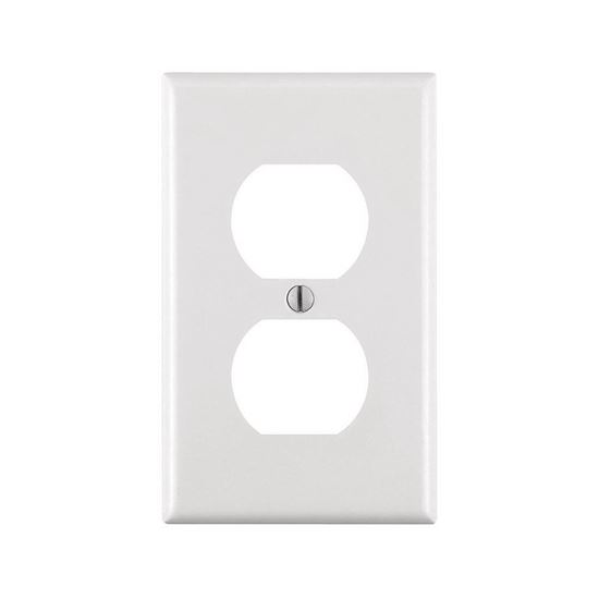 Leviton M24-88003-WMP Receptacle Wallplate, 4-1/2 in L, 2-3/4 in W, 1 -Gang, Plastic, White, Smooth