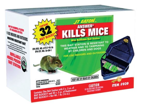 J.T. Eaton 939 Mouse Killer with Reusable Bait Station, 15 oz Bait, Green