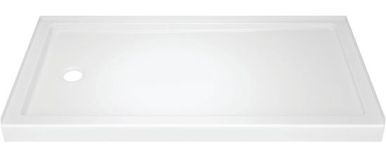 Delta 40094L Shower Base, 59.88 in L, 30-3/4 in W, 3-1/2 in H, Acrylic, White, Stud Installation