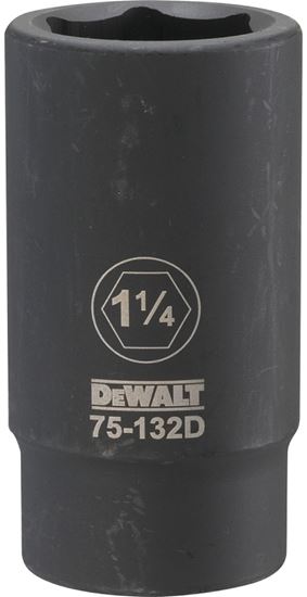 DeWALT DWMT75132OSP Impact Socket, 1-1/4 in Socket, 3/4 in Drive, 6-Point, CR-440 Steel, Black Oxide