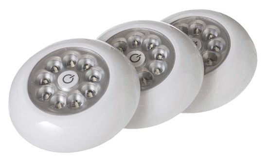 Fulcrum 30016-308 Tap Light, AAA Battery, Alkaline Battery, 9-Lamp, LED Lamp, 40.5 Lumens, 5500 K Color Temp, White