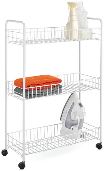 Honey-Can-Do CRT-01149 Storage Cart, 23 in OAL, 8 in OAW, 31 in OAH, 3-Shelf, Steel