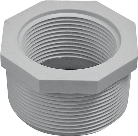 Genova 300 Series 34321 Reducing Bushing, 2 x 1-1/2 in, MIP x FIP, White, SCH 40 Schedule