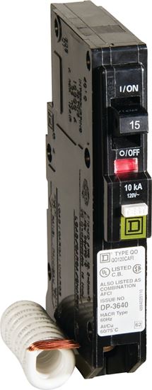 Square D QO QO115CAFIC Circuit Breaker, AFCI, 15 A, 1 -Pole, 120 V, Fixed Trip, Plug Mounting