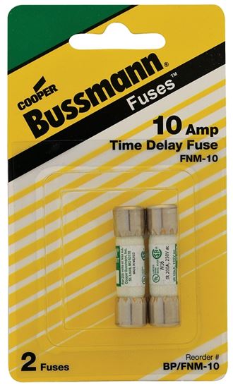 Bussmann BP/FNM-10 Time Delay Fuse, 10 A, 250 V, 200 A, 10 kA Interrupt, Melamine Body