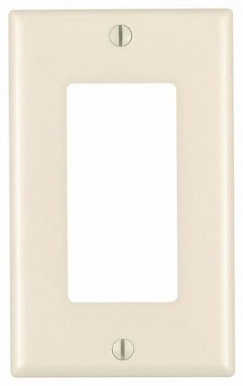 Leviton 80401-T Wallplate, 4-1/2 in L, 2-3/4 in W, 1-Gang, Thermoset Plastic, Light Almond, Smooth