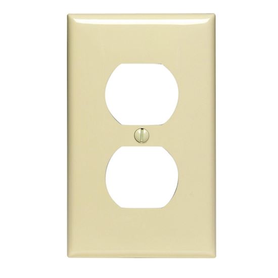 Leviton 80703-I Receptacle Wallplate, 4-1/2 in L, 2-3/4 in W, Standard, 1 -Gang, Nylon, Ivory, Surface Mounting