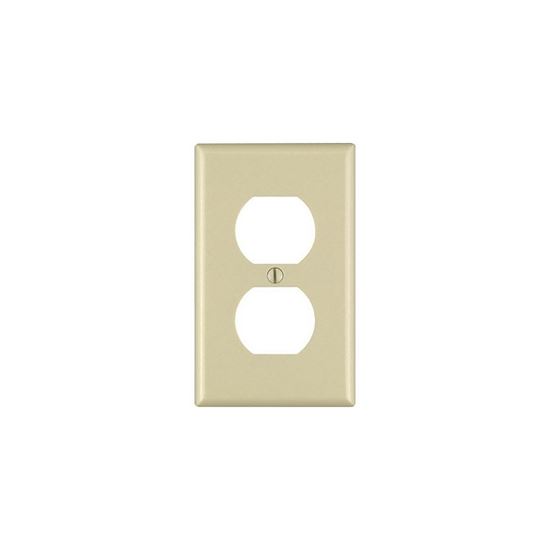 Leviton 86003 Receptacle Wallplate, 4-1/2 in L, 2-3/4 in W, 1 -Gang, Thermoset Plastic, Ivory, Smooth