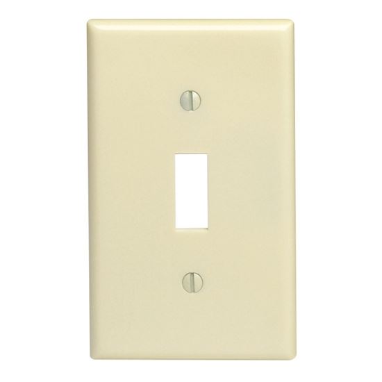 Leviton 020-86001-000 Wallplate, 4-1/2 in L, 2-3/4 in W, 1 -Gang, Thermoset, Ivory, Smooth