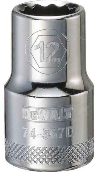 DeWALT DWMT74567OSP Drive Socket, 12 mm Socket, 1/2 in Drive, 12-Point, Vanadium Steel, Polished Chrome