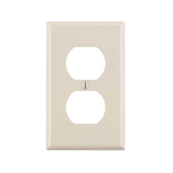 Leviton 78003 Receptacle Wallplate, 4-1/2 in L, 2-3/4 in W, 1 -Gang, Thermoset, Light Almond, Smooth