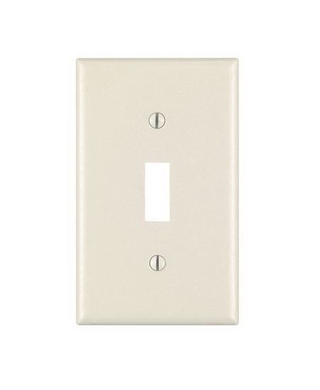 Leviton 010-78001-000 Wallplate, 4-1/2 in L, 2-3/4 in W, 1 -Gang, Thermoset, Light Almond, Smooth