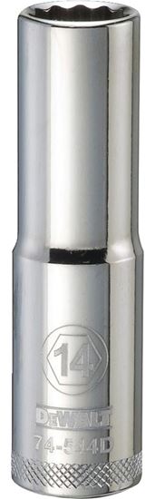 DeWALT DWMT74544OSP Drive Socket, 14 mm Socket, 1/2 in Drive, 12-Point, Vanadium Steel, Polished Chrome