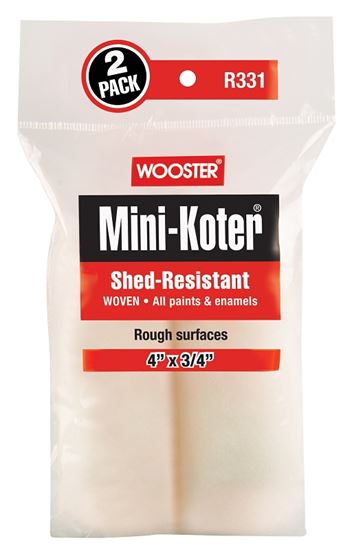 Wooster R331-4 Mini Roller Cover, 3/4 in Thick Nap, 4 in L, Fabric Cover, 2/PK