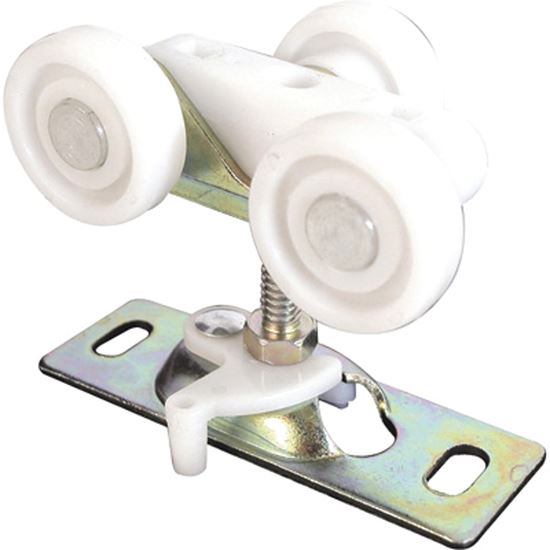 Prime-Line N 6848 Door Roller, 1 in Dia Roller, 1-1/4 in W Roller, Steel, 3-Roller, Top Center Mounting