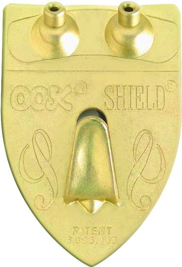 OOK 55005 Shield Hanger, 50 lb, Steel, Brass, Gold