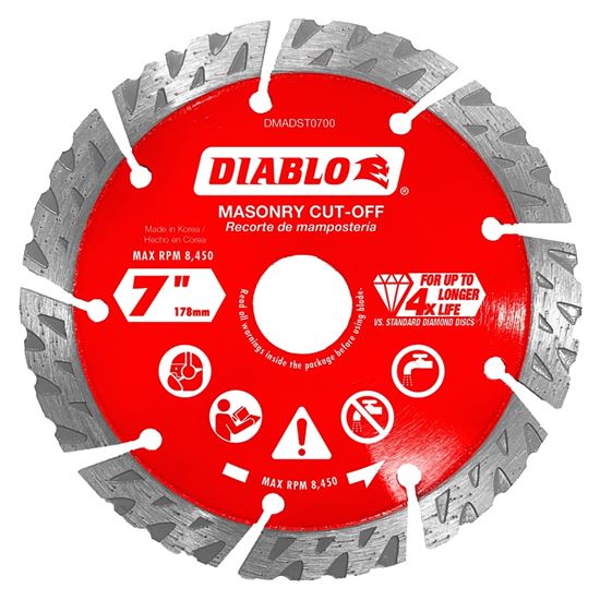 Diablo DMADST0700 Saw Blade, 7 in Dia, Segmented Rim, 1/PK