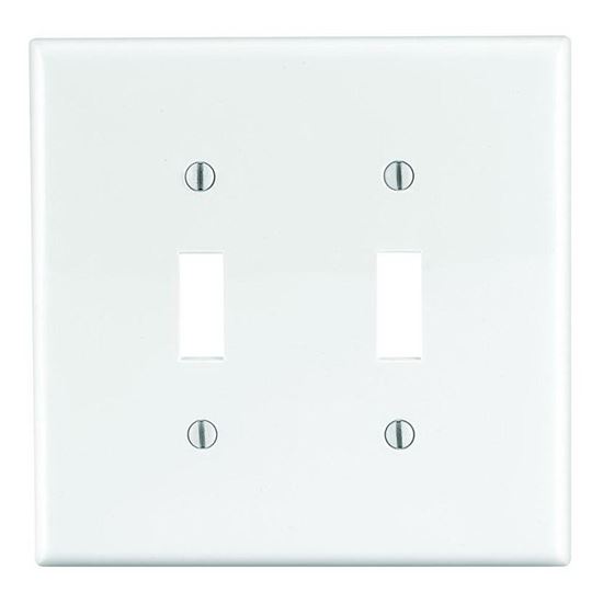 Leviton PJ2-W Wallplate, 4-7/8 in L, 4.94 in W, 2 -Gang, Nylon, White