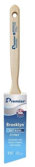 Premier Brooklyn 17290 Paint Brush, 1-1/2 in W, Angle Sash Brush, 2-1/2 in L Bristle, Polyester Bristle