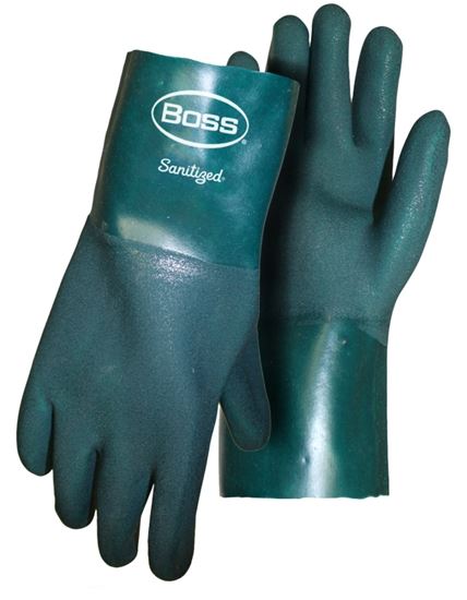 Boss 1712L Protective Gloves, L, Gauntlet Cuff, PVC Glove, Black