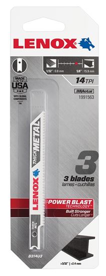 Lenox 1991563 Jig Saw Blade, 3/8 in W, 3-5/8 in L, 14 TPI, 2/PK