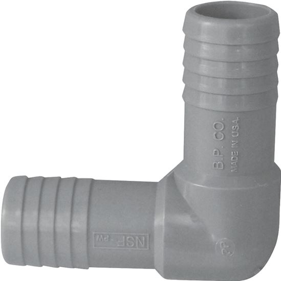 Boshart UPPE-10 Pipe Elbow, 1 in, Insert, 90 deg Angle, Polypropylene, Gray