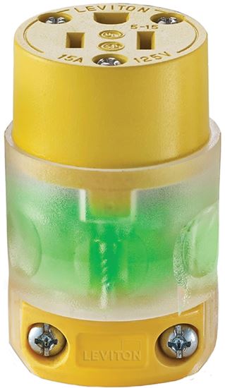 Leviton R50-515CV-LIT Electrical Connector, 2 -Pole, 15 A, 125 V, NEMA: NEMA 5-15R, Transparent Yellow