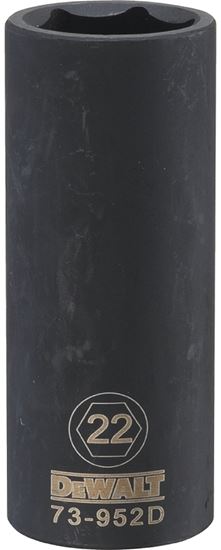 DeWALT DWMT73952OSP Impact Socket, 22 mm Socket, 1/2 in Drive, 6-Point, CR-440 Steel, Black Oxide