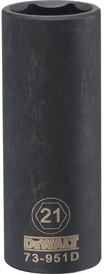 DeWALT DWMT73951OSP Impact Socket, 21 mm Socket, 1/2 in Drive, 6-Point, CR-440 Steel, Black Oxide