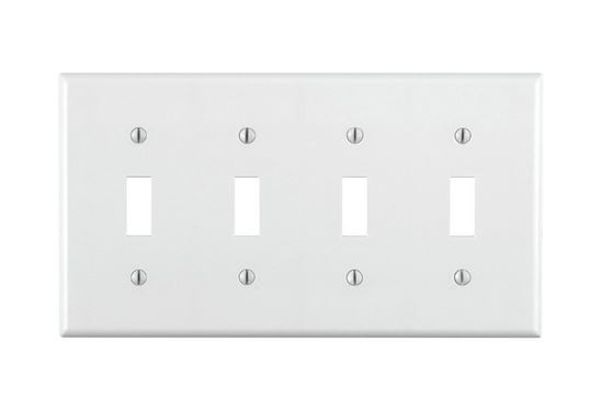 Leviton 001-88012-000 Wallplate, 4-1/2 in L, 2-3/4 in W, 4 -Gang, Thermoset, White, Smooth