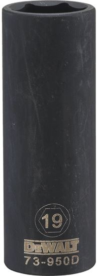 DeWALT DWMT73950OSP Impact Socket, 19 mm Socket, 1/2 in Drive, 6-Point, CR-440 Steel, Black Oxide