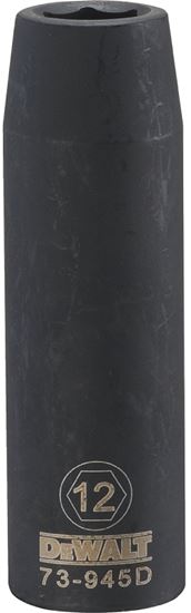 DeWALT DWMT73945OSP Impact Socket, 12 mm Socket, 1/2 in Drive, 6-Point, CR-440 Steel, Black Oxide